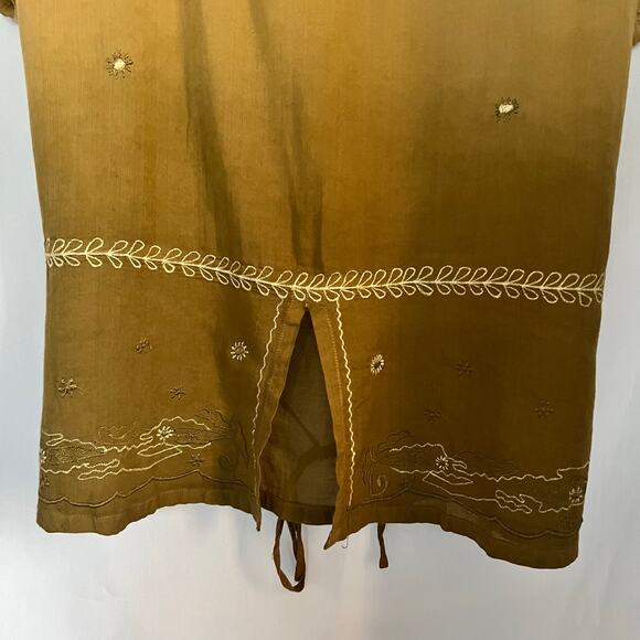 New Horizon top women’s size medium green boho embroidered blouse VTG y2k - Picture 4 of 6